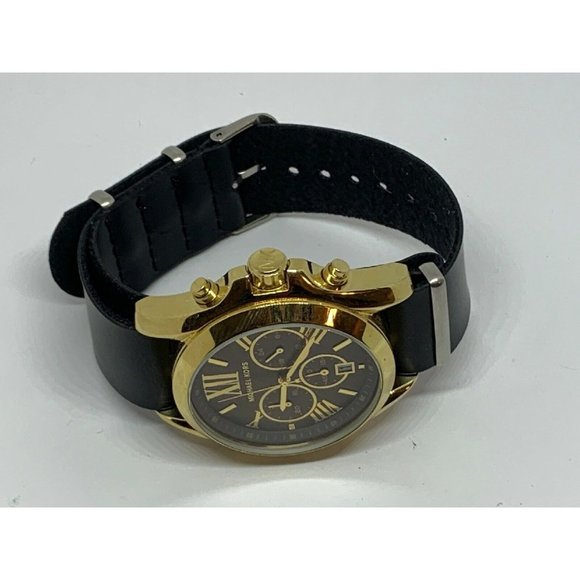 Michael Kors MK5696 Womens Black Leather Analog Ch